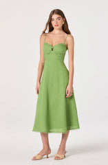 Christie Sweetheart Linen Midi Dress