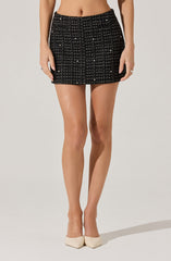 Laudine Pearl Detail Tweed Skirt