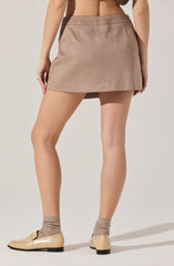Theodora Pleated Faux Suede Skirt
