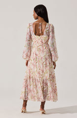 Pleated Chiffon Midi Dress