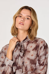 Semi Sheer Bow Necktie Top