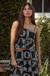 Tie-strap mosaic crop top