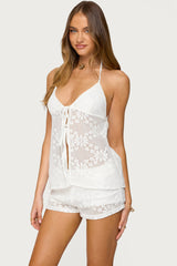 Arlie Floral Texured Sheer Halter Top