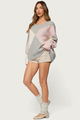 Elda Oversized Argyle Sweater