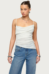 Asymmetric Cowl Neck Tank Top