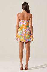 Cerinthe Satin Floral Mini Dress