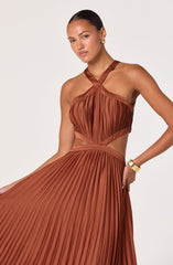 Vera Cutout High-Neck Satin Maxi Dress