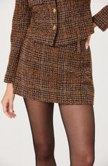 Kyleigh Plaid Tweed Mini Skirt