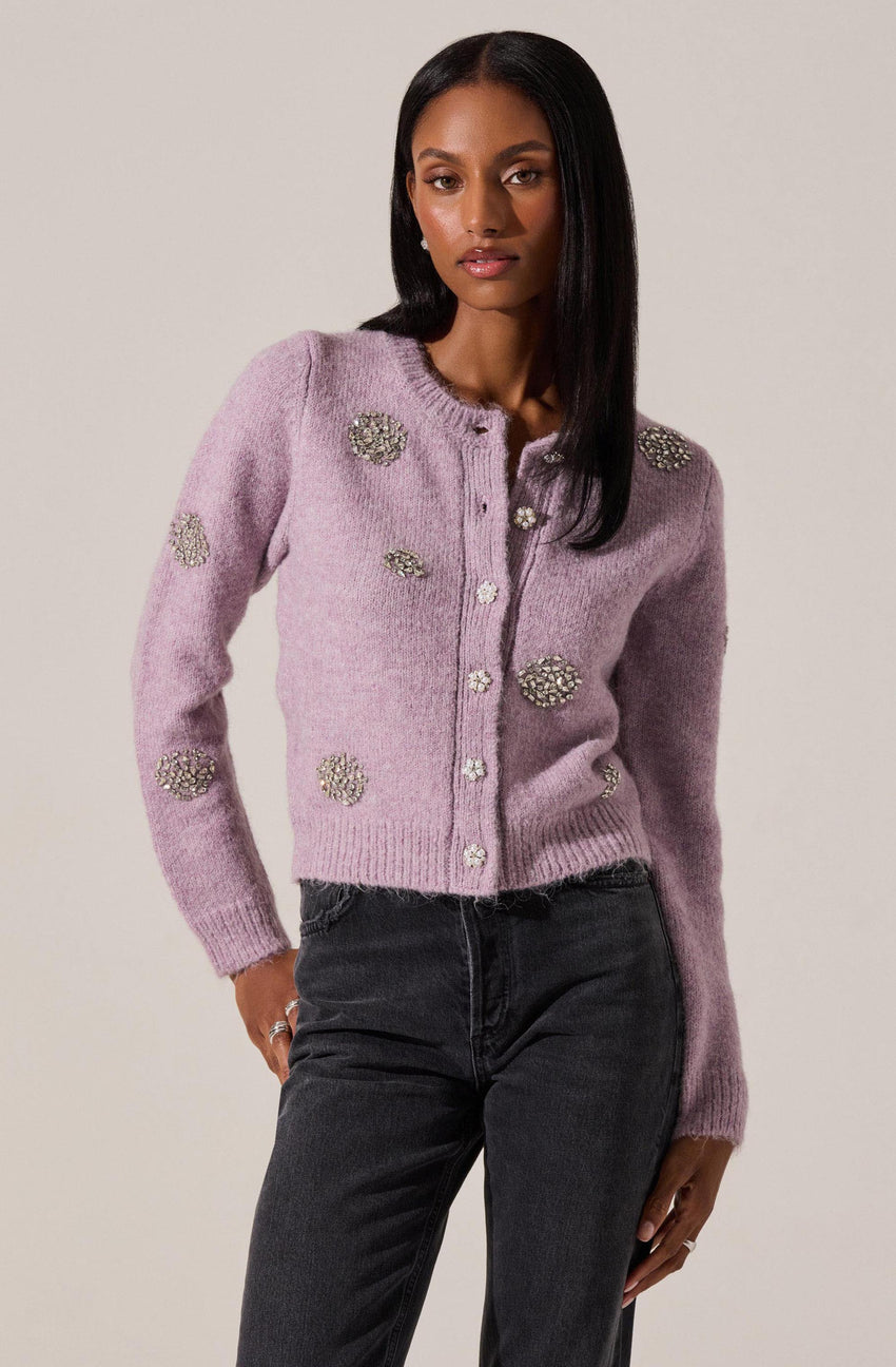 Dorothea Embellished Brushed Knit Cardigan