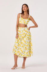 Myria Print Tie-Strap Cropped Bustier Top