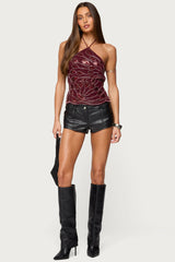 Embroidered Bead & Sequin Halter Top